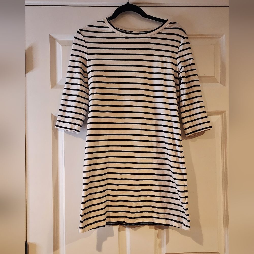 Old Navy black and white striped 3/4 sleeve shirt mini dress XS
